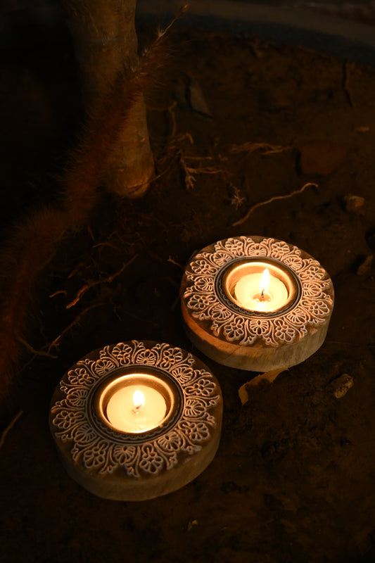 Ornate Tea Light Holder Pair